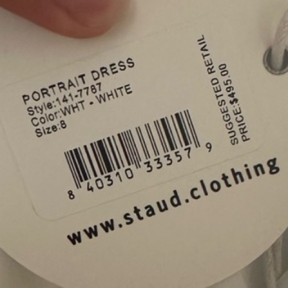 STAUD White Cotton Blend Portrait Dress Maxi/Midi Straight Slit - Picture 10 of 11